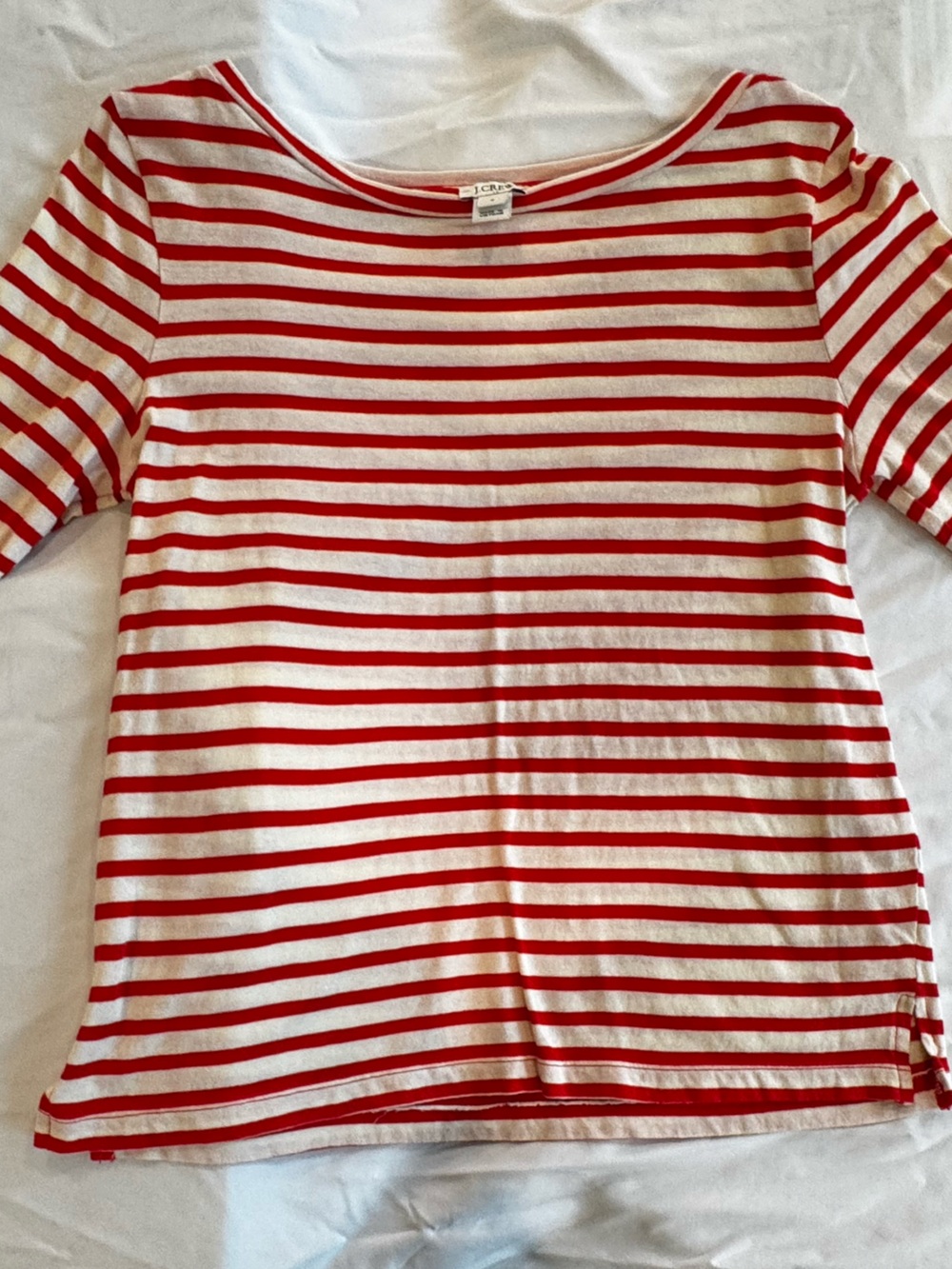 J. Crew Red and White Striped Short Sleeve Tee